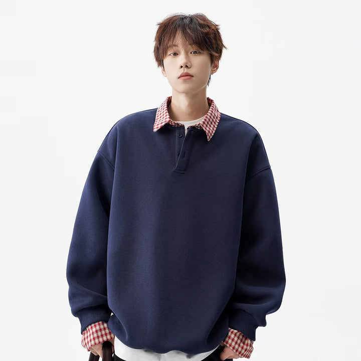 Herren Oversized Sweatshirt mit Kragen Drune