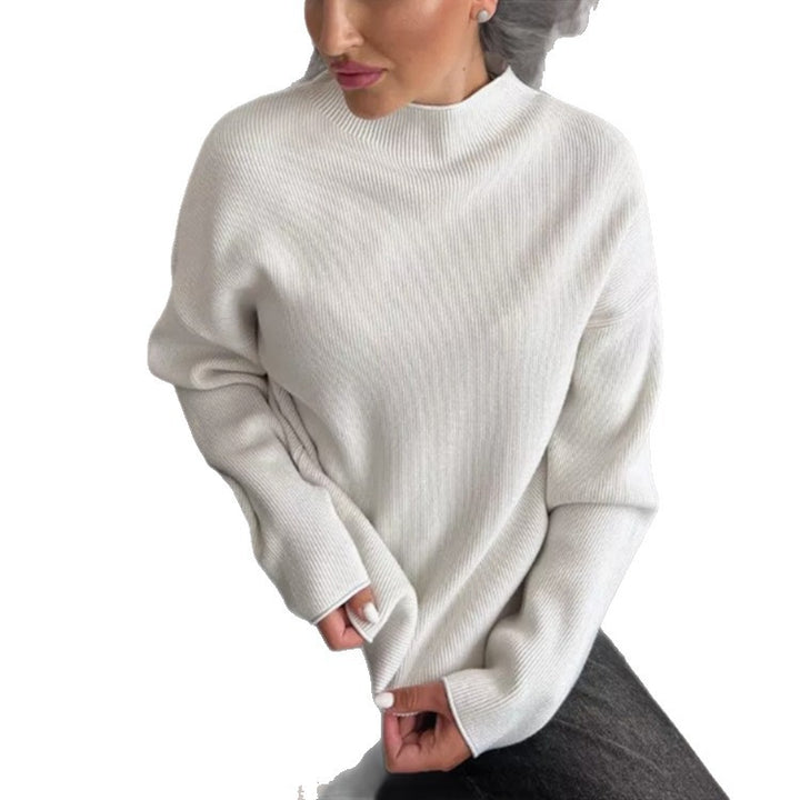 Damen Oversize-Feinstrickpullover mit Stehkragen und geriffelter Struktur Drune
