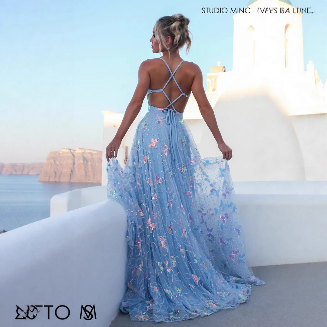 Damen Maxikleid mit feinen Glitzer-Akzenten und floralem Schnitt Drune