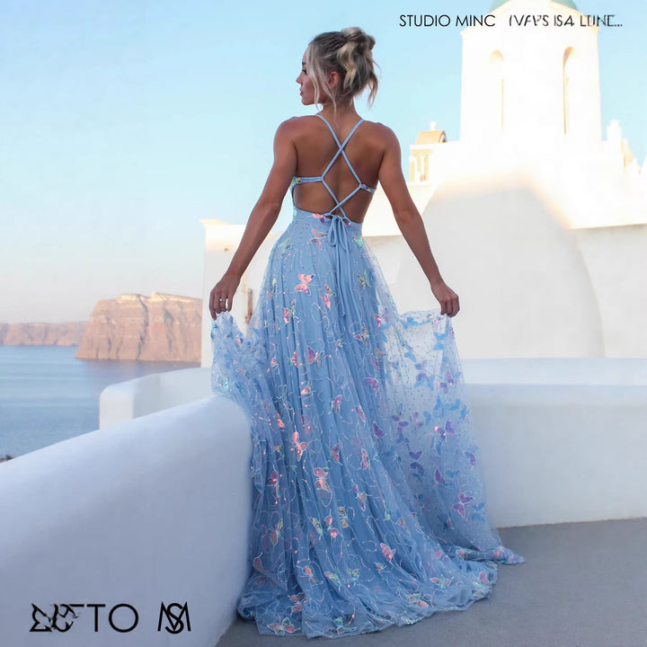 Damen Maxikleid mit feinen Glitzer-Akzenten und floralem Schnitt Drune