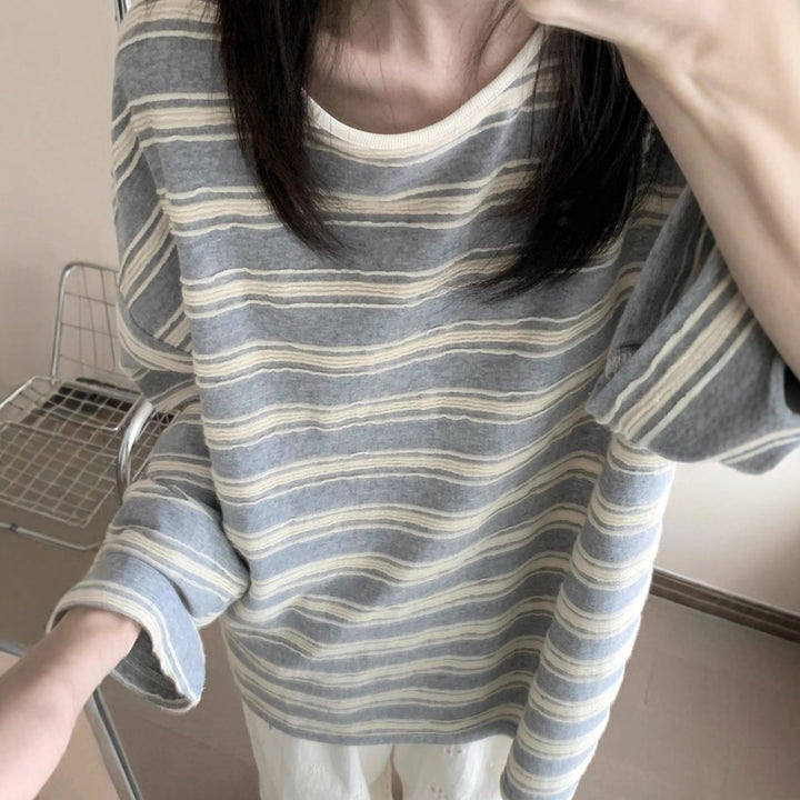 Damen lässiges Langarmshirt mit elegantem Lagenlook Drune