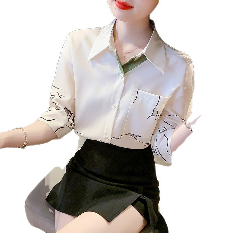Damen Bluse mit modernen Grafiken und klassischem Schnitt Drune