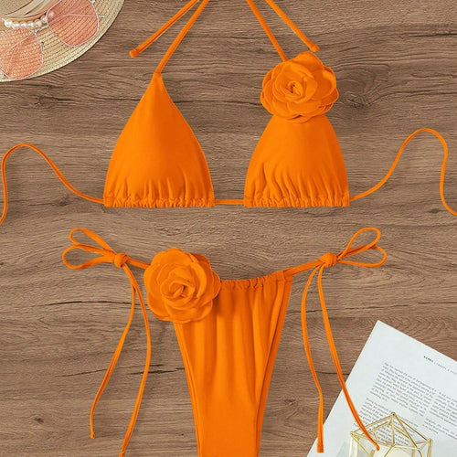 Damen Triangel-Bikini mit floralem Detail Drune
