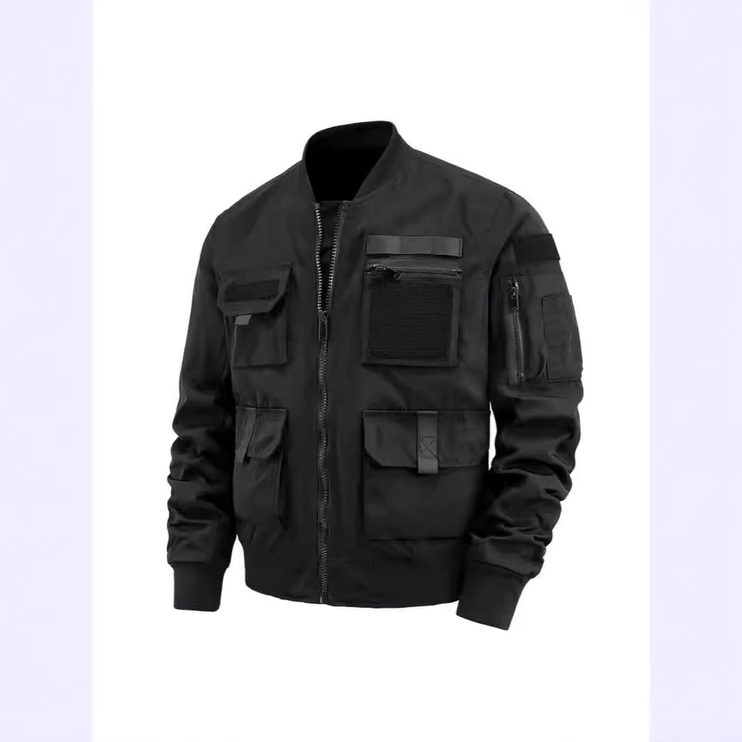 Herren taktische Bomberjacke mit multifunktionalen Taschen und Stretchbündchen Drune