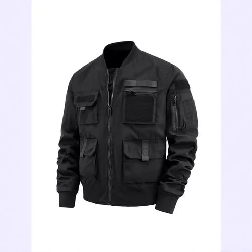 Herren taktische Bomberjacke mit multifunktionalen Taschen und Stretchbündchen Drune