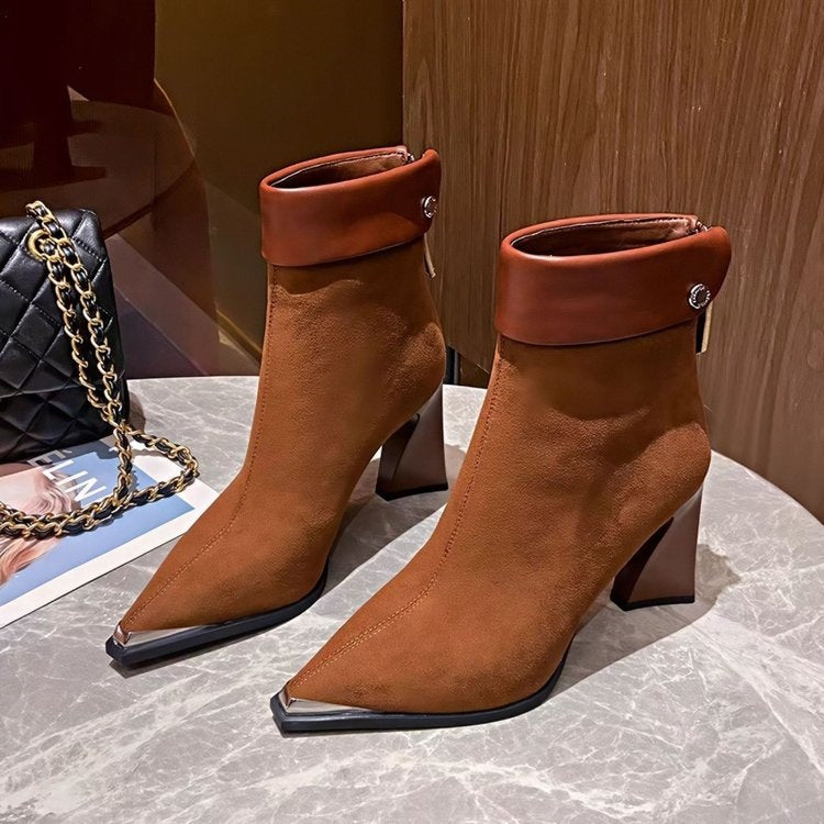 Damen Elegante Blockabsatz-Stiefeletten Drune