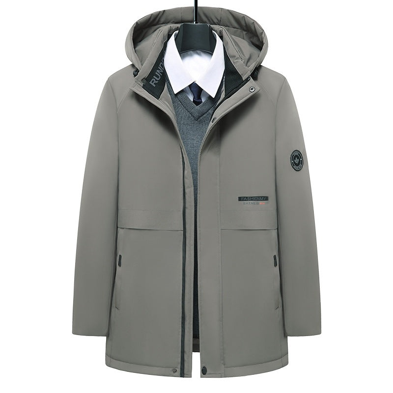 Herren mittellanger Thermoparka mit Kapuze, wind- und wasserabweisender Performance-Außenhülle Drune