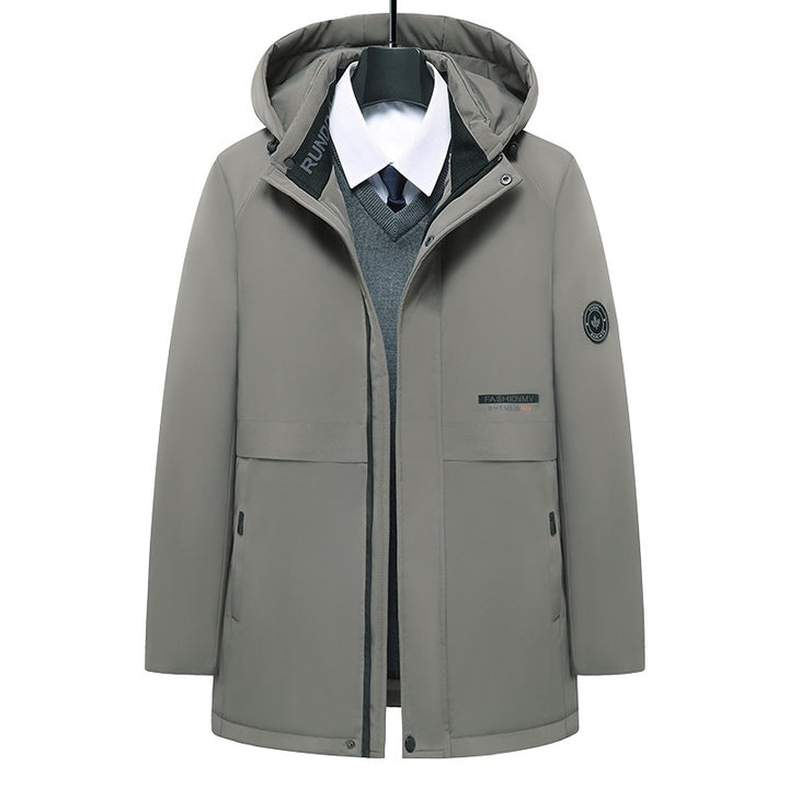 Herren mittellanger Thermoparka mit Kapuze, wind- und wasserabweisender Performance-Außenhülle Drune