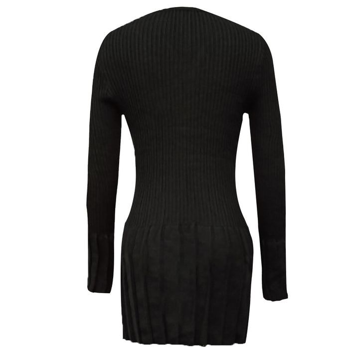 Damen Elegantes Plissiertes Maxikleid mit V-Ausschnitt und Trompetenärmeln Drune
