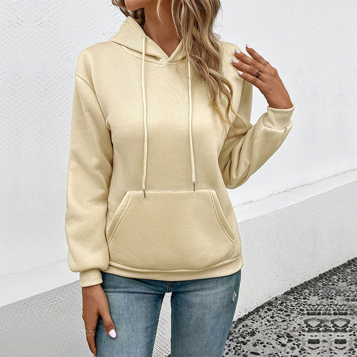 Damen Klassischer Kapuzenpullover mit Kängurutasche und schmaler Bündchenpassform Drune