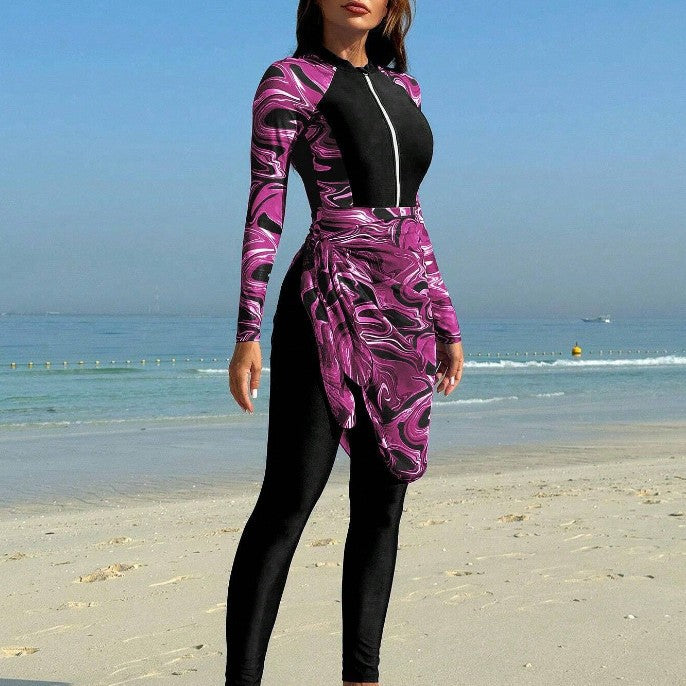 Damen Sportlicher Badeanzug mit elegantem Wickelrock Drune