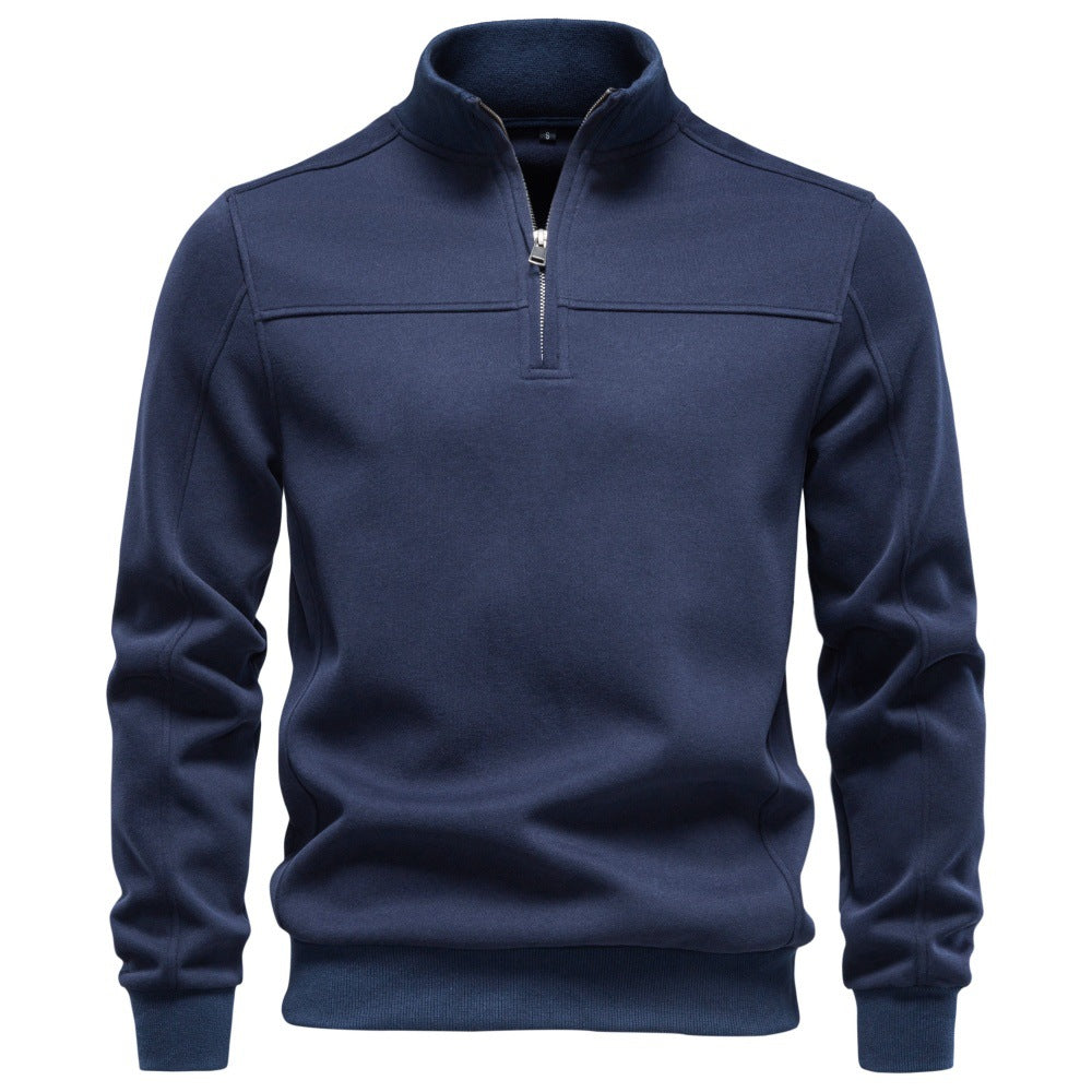 Herren Hochkragen-Sweatshirt mit Halbreißverschluss und Thermofleece-Innenfutter Drune