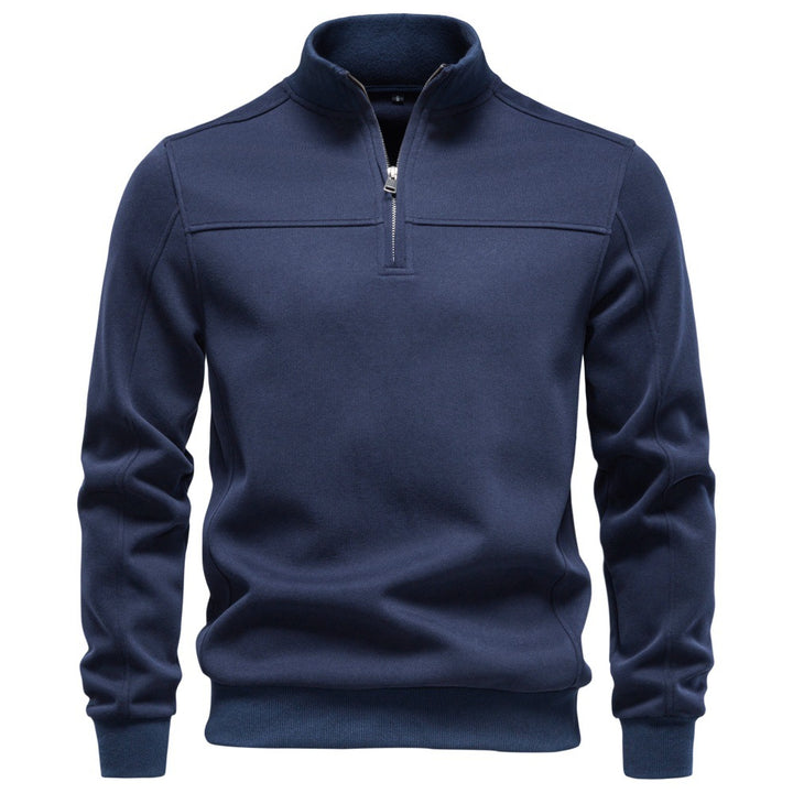 Herren Hochkragen-Sweatshirt mit Halbreißverschluss und Thermofleece-Innenfutter Drune