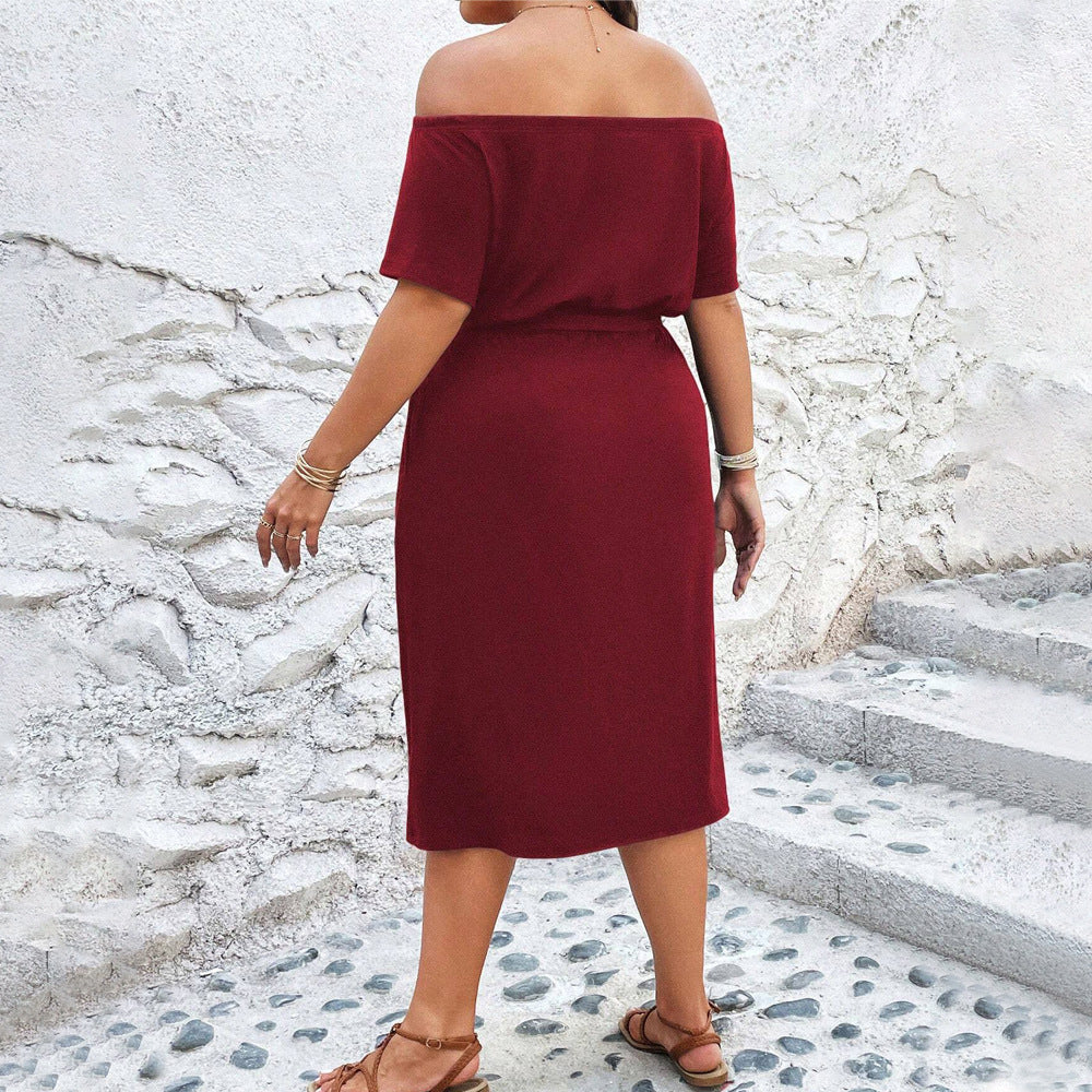Damen Off-Shoulder Maxikleid mit eleganter Drapierung und seitlichem Schlitz Drune