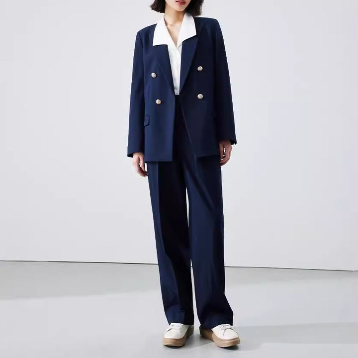 Damen Doppelreiher Blazer mit glänzenden Knöpfen Drune