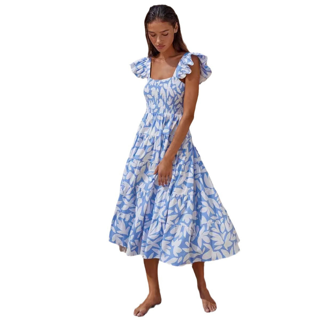 Damen Midikleid mit Rüschenärmel und voluminösem Rockteil Drune