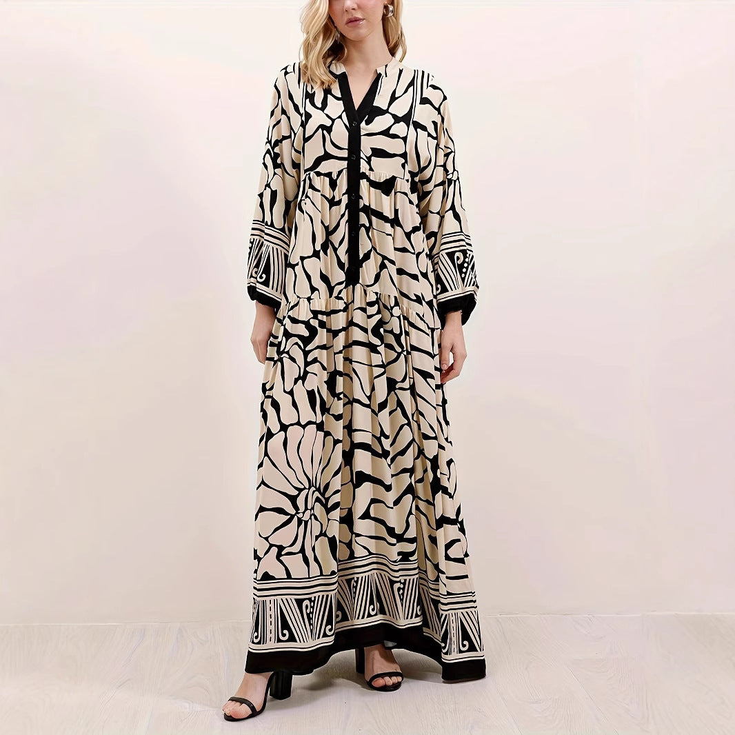 Damen Maxikleid im Boho-Stil mit floralem Design Drune