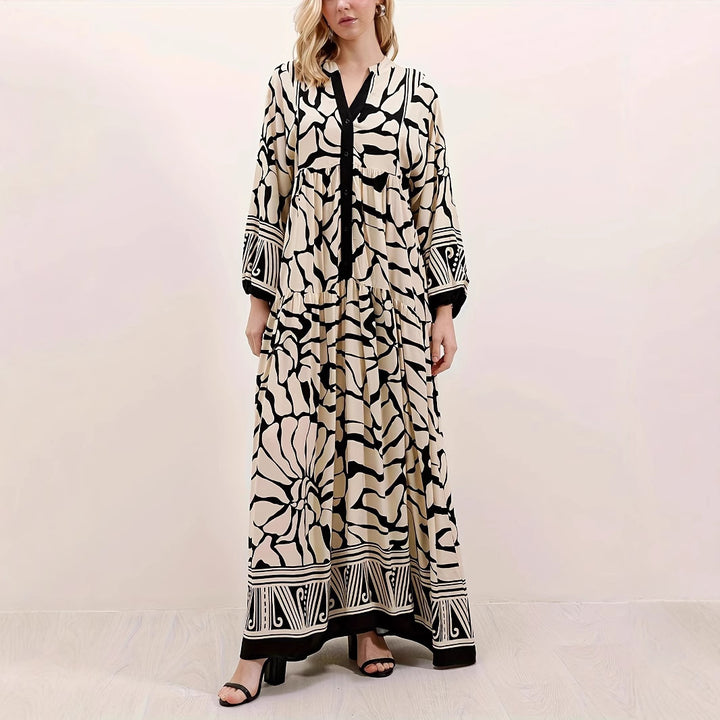 Damen Maxikleid im Boho-Stil mit floralem Design Drune