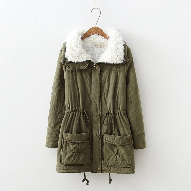 Damen nan winterlicher Parka mit kuscheligem Sherpa-Kragen, taillierendem Tunnelzug und aufgesetzten Klappentaschen Drune