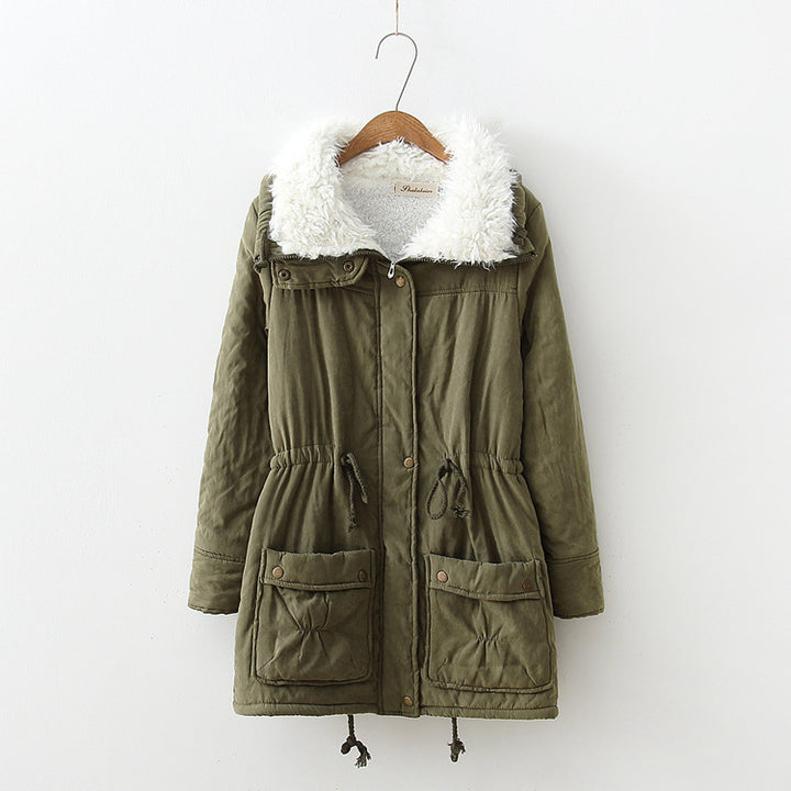 Damen nan winterlicher Parka mit kuscheligem Sherpa-Kragen, taillierendem Tunnelzug und aufgesetzten Klappentaschen Drune