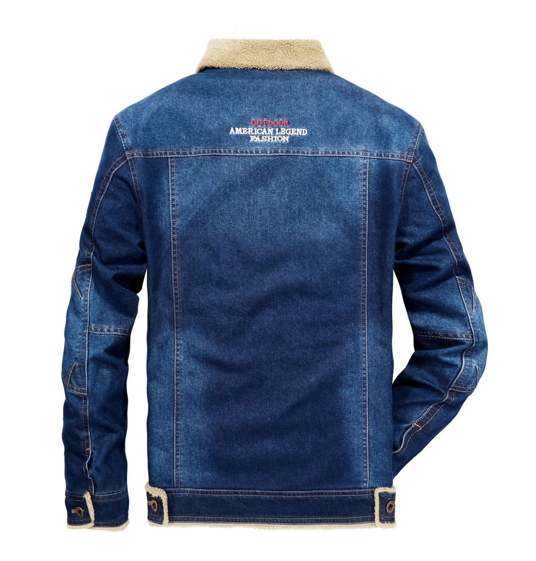 Herren Jeansjacke mit durchgehendem Sherpa-Futter und wärmendem Umlegekragen Drune