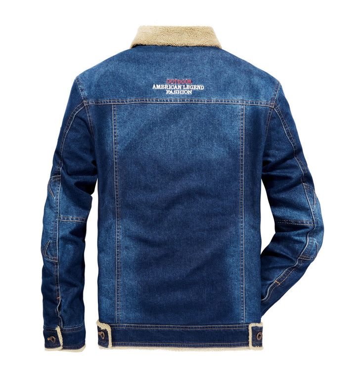 Herren Jeansjacke mit durchgehendem Sherpa-Futter und wärmendem Umlegekragen Drune