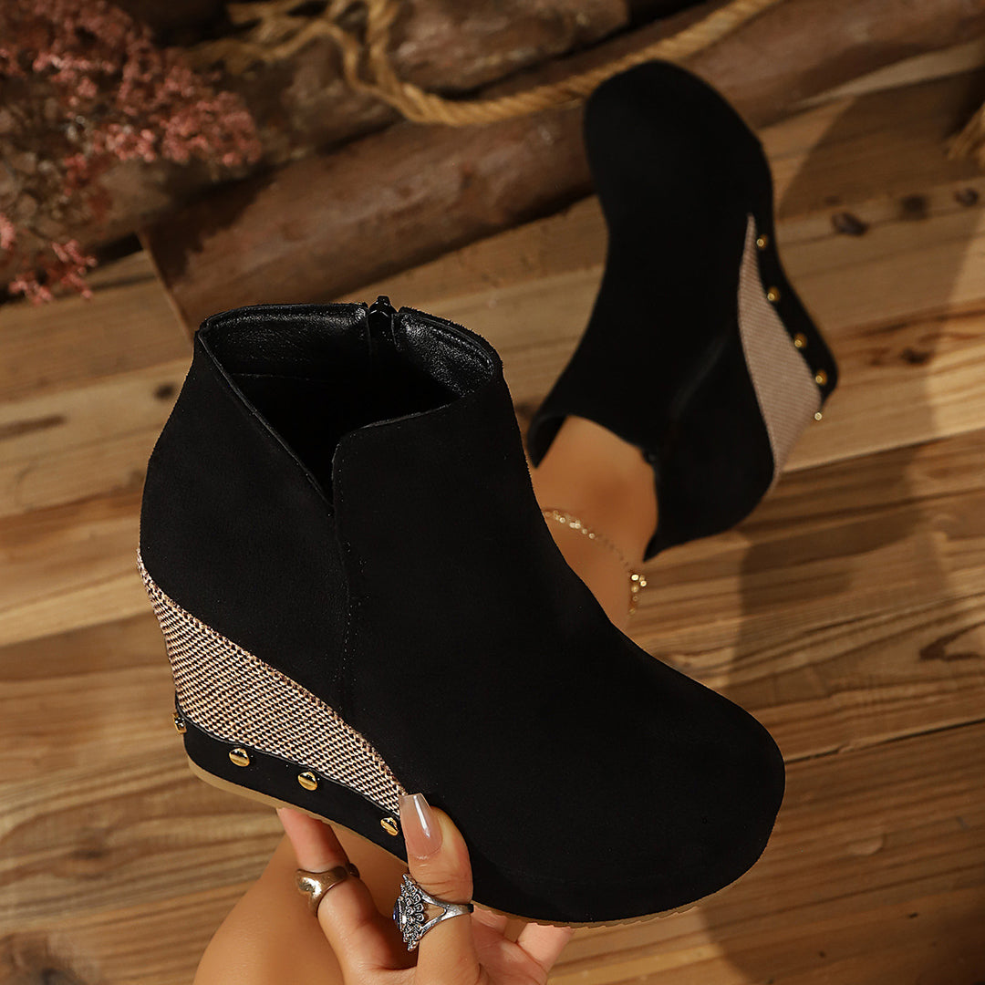 Damen Wedge-Stiefelette mit Eleganter Struktur Drune