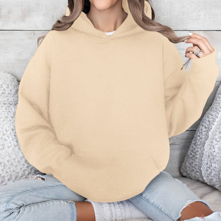 Damen Oversize-Kapuzenpullover im Cozy-Stil mit Kängurutasche und gerundetem Saum Drune