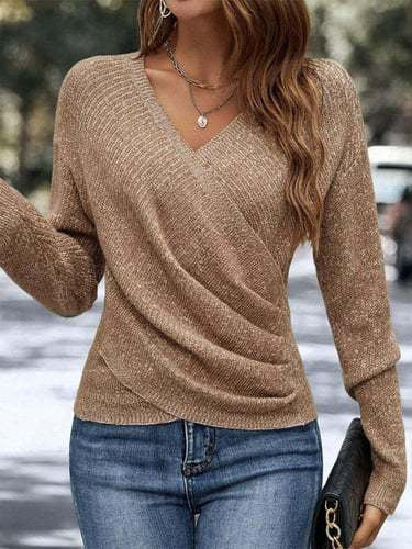 Damen Eleganter Wickelpullover Drune