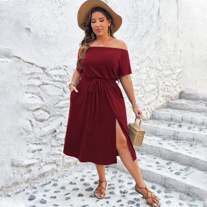 Damen Off-Shoulder Maxikleid mit eleganter Drapierung und seitlichem Schlitz Drune