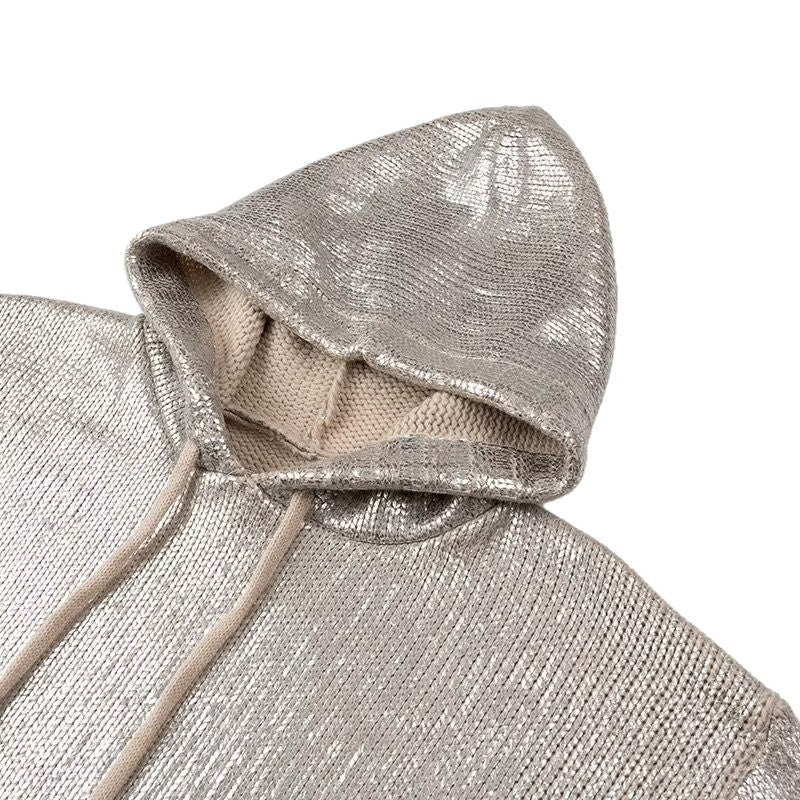 Damen modischer Glitzer Hoodie mit Kängurutasche und elastischem Bund Drune