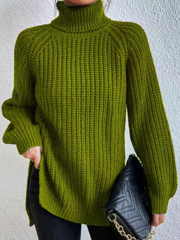 Damen Grobstrickpullover mit hohem Kragen und strukturiertem Muster Drune