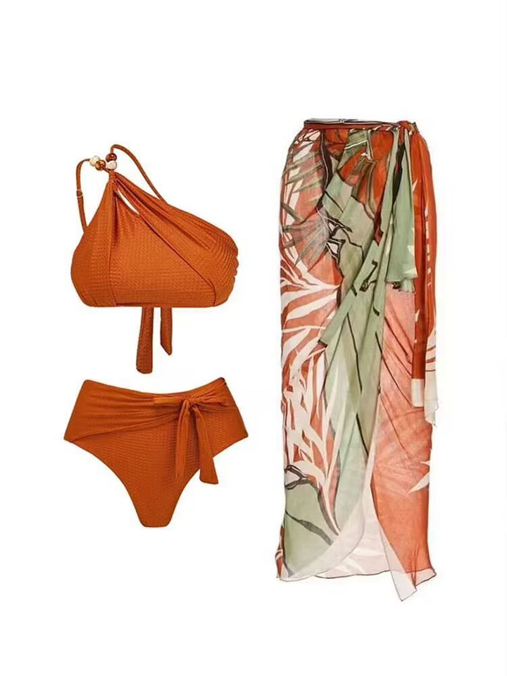 Damen Badeanzug-Set mit asymmetrischem Oberteil und elegantem Sarong Drune