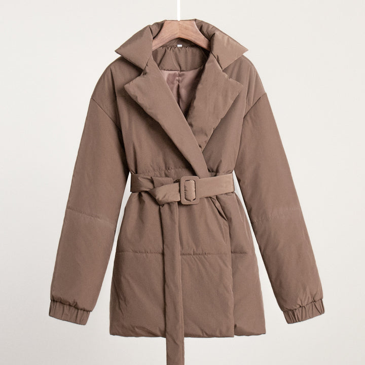 Damen Elegante und warme Wattierte Jacke mit Taillengürtel Drune