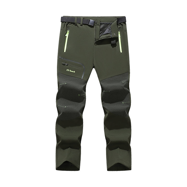 Herren Softshell-Outdoorhose mit verstärkten Kniepartien, wasserabweisenden Reißverschlüssen und ergonomischem Schnitt Drune