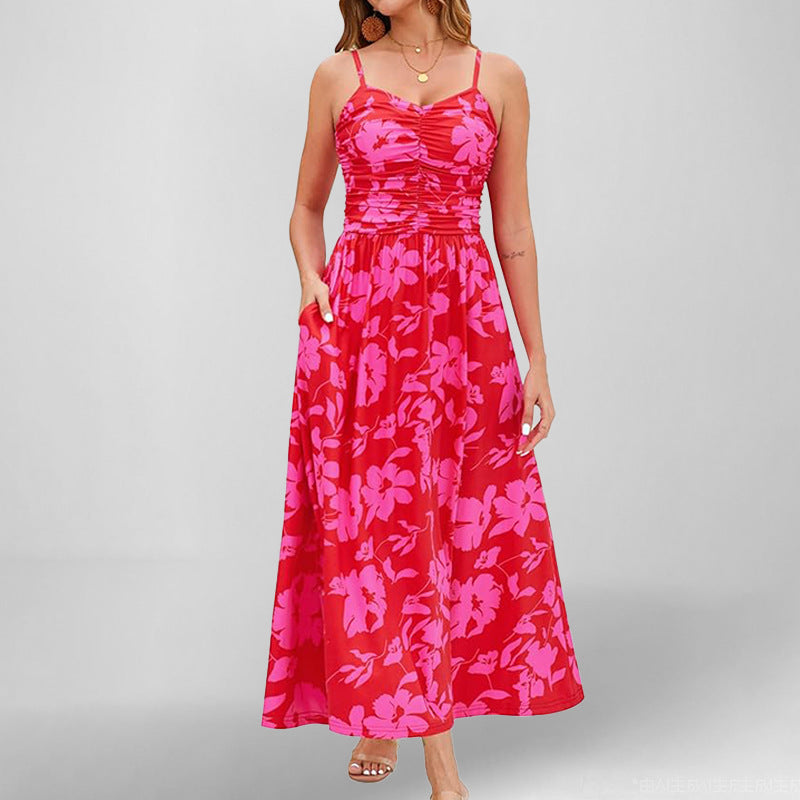 Damen Maxikleid mit schmalen Trägern und praktischen Seitentaschen Drune