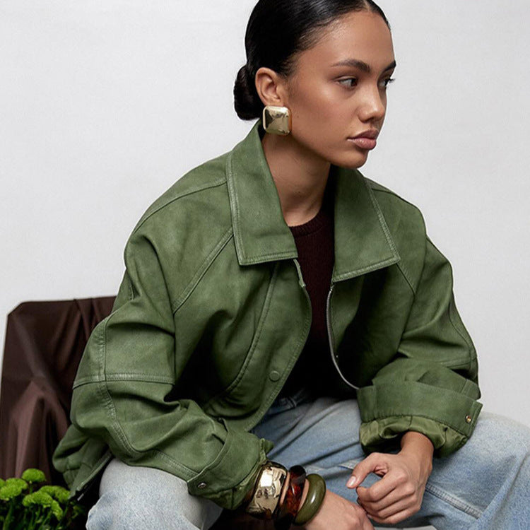 Damen lässige Oversized Jacke aus veganem Wildleder Drune