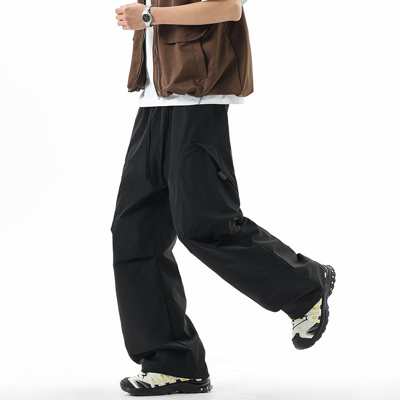 Herren Weite technische Cargo-Freizeithose mit Tunnelzug, Multifunktionstaschen & Outdoor‑Performance Drune