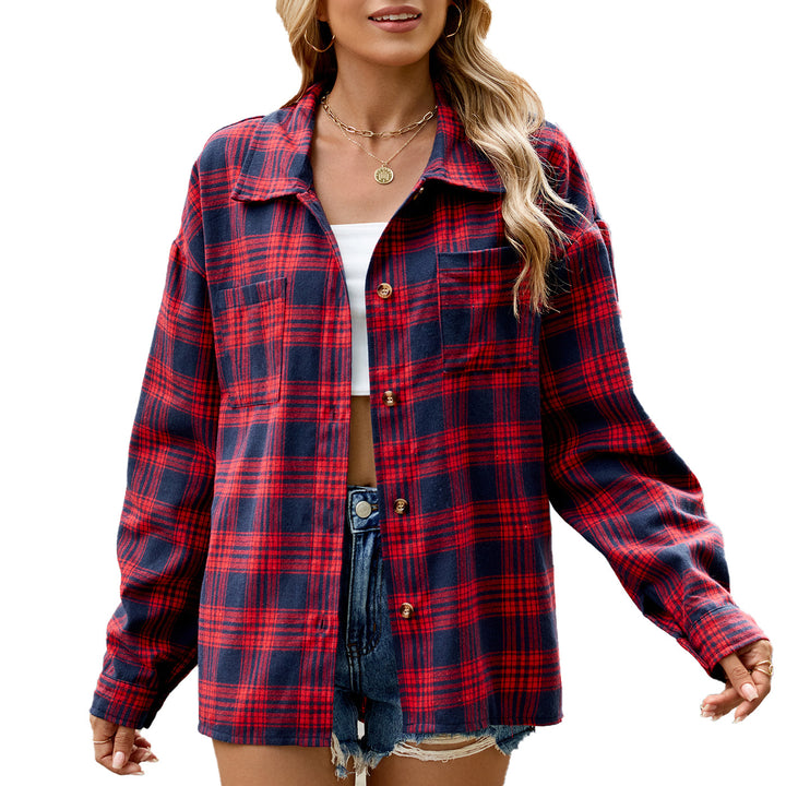 Damen Karierte Overshirtjacke mit lässigem Schnitt und praktischen Taschen Drune