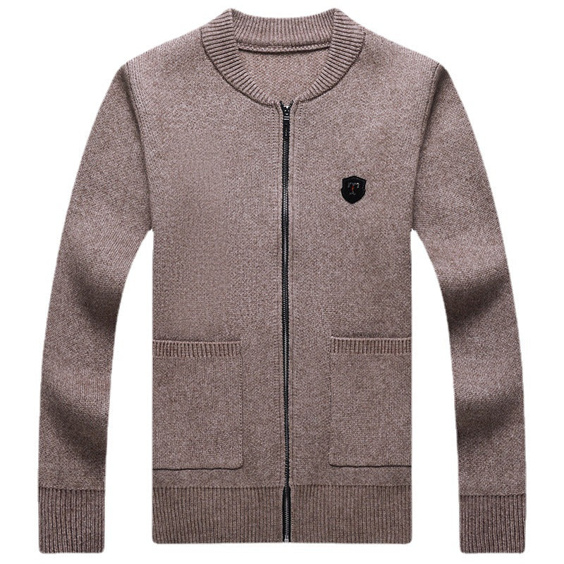 Herren Klassische Strickjacke mit Reißverschluss und aufgesetzten Taschen Drune