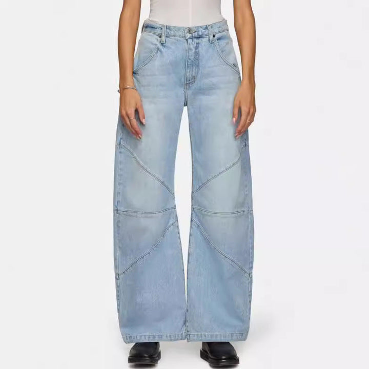 Damen breite Jeans mit einzigartigem Nahtdesign im angesagten Stil Drune