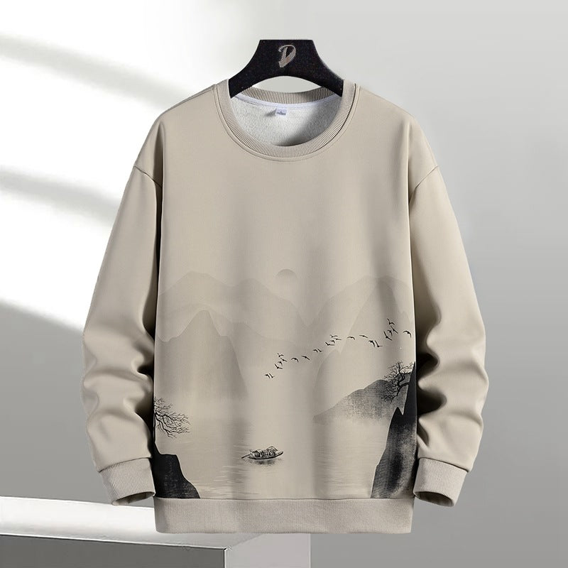 Unisex Oversize‑Sweatshirt mit Pinsel‑Print & geripptem Saum Drune