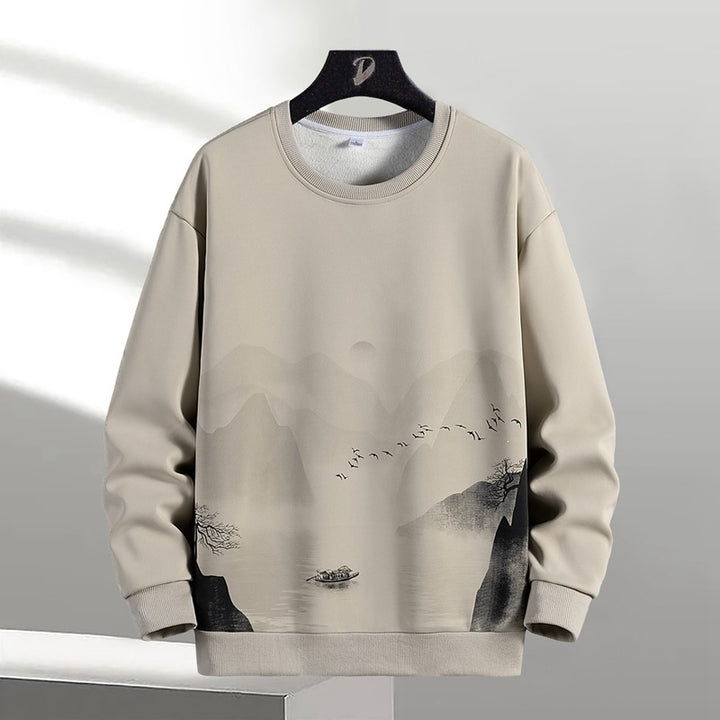 Unisex Oversize‑Sweatshirt mit Pinsel‑Print & geripptem Saum Drune