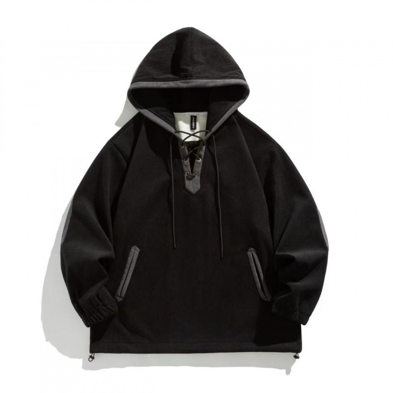 Unisex Oversize Kapuzenpullover mit Schnürung und Kängurutaschen Drune