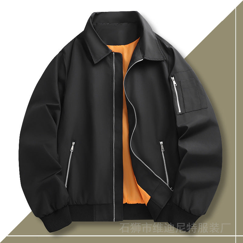 Herren Leichter Twill-Bomber mit kontrastierendem Futter, Reißverschlusstaschen und Ärmeltasche Drune