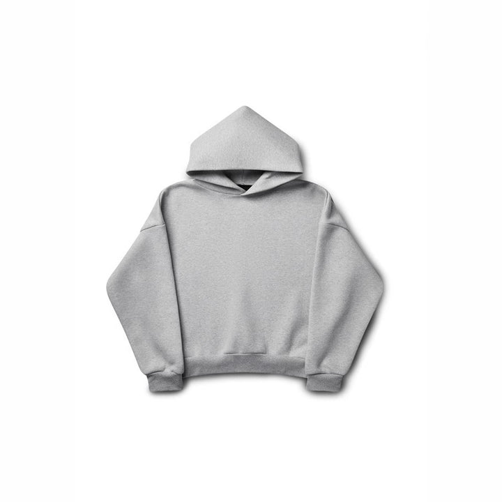 Unisex minimalistischer Kapuzenpullover ohne Kängurutasche mit überschnittener Schulter und geripptem Saum Drune