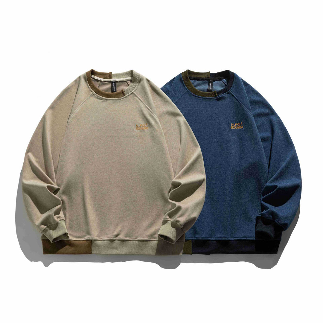 Herren Komfortabler Baumwoll-Sweatshirt mit Kontrastbündchen und Sticklogo Drune