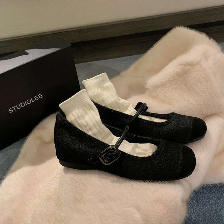 Damen elegante Mary Jane Ballerinas mit verstellbarem Riemen Drune