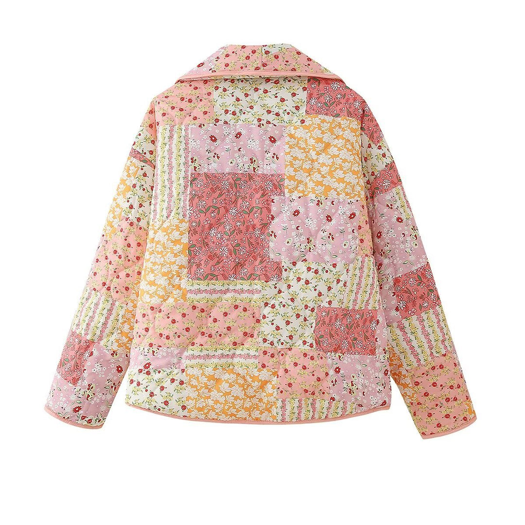Damen nan gesteppte Patchwork-Quiltjacke mit Reverskragen und aufgesetzten Taschen Drune