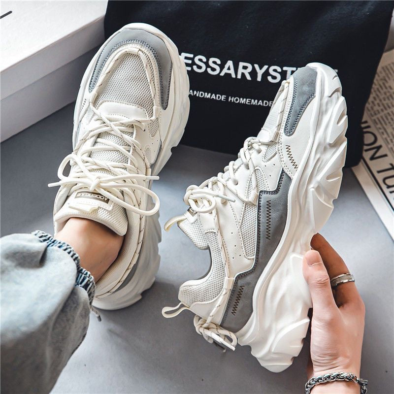 Damen modische Chunky Sneakers mit atmungsaktiver Oberflächenstruktur und verstärktem Fersenbereich Drune
